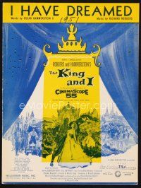 5s248 KING & I sheet music '56 Brynner, Kerr, Rodgers & Hammerstein musical, I Have Dreamed!
