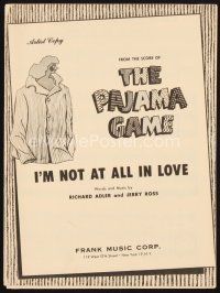 5s259 PAJAMA GAME artist's copy sheet music '57 Abbott & Stanley Donen, I'm Not At All In Love!