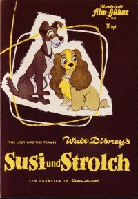 5s182 LADY & THE TRAMP German program '56 Disney classic, many wonderful different cartoon images!