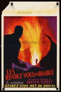 5t661 DEVIL'S BLAST Belgian '58 Haroun Tazieff's Les Rendez-vous du diable, cool volcano art!