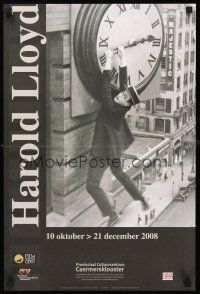 5t692 HAROLD LLOYD FILM FESTIVAL Belgian '08 classic image of Lloyd hanging from clock over street!