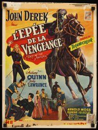 5t733 MASK OF THE AVENGER Belgian '51 John Derek, Quinn, Monte Cristo lives, fights, loves again!