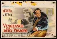 5t742 ONE EYED JACKS Belgian '61 great art of star & director Marlon Brando with gun & bandolier!