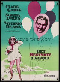 5t531 IT STARTED IN NAPLES Danish '61 cool Stevenov art of Clark Gable & sexy Sophia Loren!