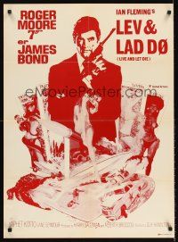 5t544 LIVE & LET DIE Danish R80s art of Roger Moore as James Bond by Robert McGinnis!