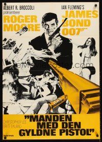 5t553 MAN WITH THE GOLDEN GUN Danish R80s art of Roger Moore as James Bond by Robert McGinnis!