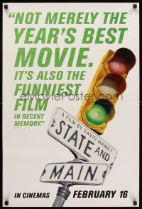 5t035 STATE & MAIN teaser English double crown '00 David Mamet, image of stoplight & street sign!