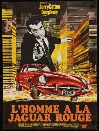5t307 DEATH IN THE RED JAGUAR French 23x32 '68 George Nader & great Saukoff art of car!