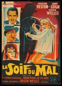 5t324 TOUCH OF EVIL French 23x32 '58 different art of Welles, Heston & Leigh by Belinsky!