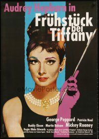 5t127 BREAKFAST AT TIFFANY'S German R86 most classic artwork of sexy elegant Audrey Hepburn!