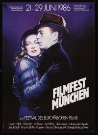 5t133 FILMFEST MUNCHEN 1986 German '86 great Casaro art of Humphrey Bogart & Lauren Bacall!