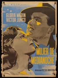 5t054 MUJERE DE MEDIANOCHE Mexican poster '52 wonderful romantic art of Gloria Marin & Junco!