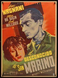 5t058 UNKNOWN MEN OF SAN MARINO Mexican poster '46 art of Anna Magnani & De Sica by Satora!