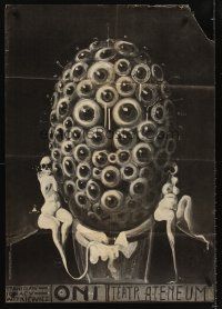 5t069 THEY Polish commercial poster '76 Starowieyski art of man with many eyes & skull women!