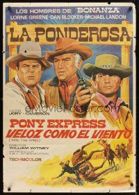 5t226 RIDE THE WIND Spanish '68 Lorne Greene, Dan Blocker, Michael Landon, Bonanza TV series!