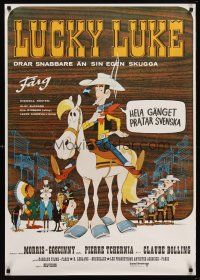 5t089 LUCKY LUKE Swedish '72 Daisy Town, great western cartoon artwork of cowboy on horse!
