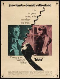 5w366 KLUTE 30x40 '71 Donald Sutherland helps intended murder victim & call girl Jane Fonda!