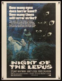 5w376 NIGHT OF THE LEPUS 30x40 '72 cool monster art, how many eyes does horror have!