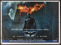 5w469 DARK KNIGHT IMAX Argentinean 43x58 '08 Christian Bale as Batman in front of flaming building!