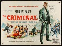 5w166 CRIMINAL British quad '60 directed by Joseph Losey, art of tough crook Stanley Baker!