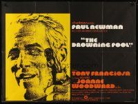 5w179 DROWNING POOL British quad '75 different art of Paul Newman as private eye Lew Harper!