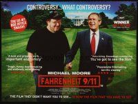 5w186 FAHRENHEIT 9/11 British quad '04 Michael Moore documentary about September 11, 2001!