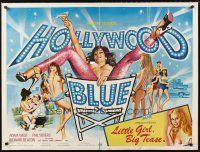 5w206 HOLLYWOOD BLUE/LITTLE GIRL, BIG TEASE British quad '70s double-bill, sexy Chantrell art!