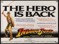 5w214 INDIANA JONES & THE TEMPLE OF DOOM British quad '84 full-length art of Harrison Ford!