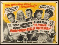 5w223 IS YOUR HONEYMOON REALLY NECESSARY British quad '58 image of sexy Diana Dors & cast!