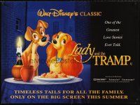 5w227 LADY & THE TRAMP advance DS British quad R97 Walt Disney romantic canine dog classic cartoon!