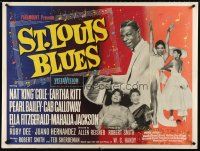 5w289 ST. LOUIS BLUES British quad '58 Nat King Cole, Eartha Kitt, Pearl Bailey, Ruby Dee!
