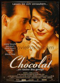 5w486 CHOCOLAT German 33x47 '01 Johnny Depp, Juliette Binoche, one taste is all it takes!