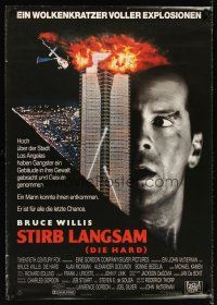 5w488 DIE HARD German 33x47 '88 cop Bruce Willis is up against twelve terrorists, crime classic!