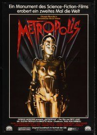 5w495 METROPOLIS German 33x47 R84 Fritz Lang classic, great art of female robot!