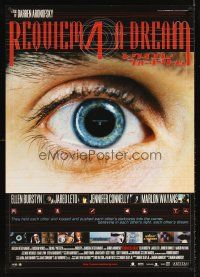 5w070 REQUIEM FOR A DREAM Japanese 29x41 '01 drug addicts Jared Leto & Jennifer Connelly, eye image!