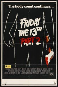 5w007 FRIDAY THE 13th PART II half subway '81 summer camp slasher horror sequel,body count continues