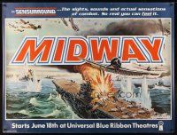 5w437 MIDWAY subway poster '76 Charlton Heston, Henry Fonda, dramatic naval battle art!