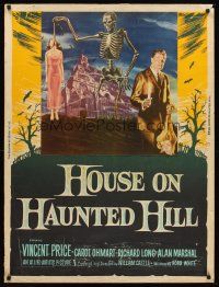 5x001 HOUSE ON HAUNTED HILL 30x40 '59 classic Vincent Price & skeleton with hanging girl!