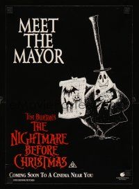 5x243 NIGHTMARE BEFORE CHRISTMAS advance Aust mini poster '93 Tim Burton, Disney, meet the mayor!