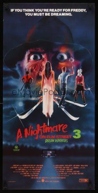 5x237 NIGHTMARE ON ELM STREET 3 Aust daybill '87 cool horror art of Freddy Krueger by Matthew Peak!