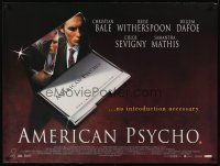 5x195 AMERICAN PSYCHO British quad '00 psychotic yuppie killer Christian Bale, from Ellis novel!