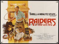 5x216 RAIDERS OF THE LOST ARK British quad '81 different art of Harrison Ford by Brian Bysouth!