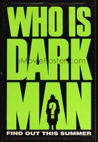 5x431 DARKMAN teaser DS 1sh '90 Sam Raimi, masked hero Liam Neeson, cool title art!