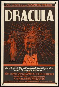 5x397 DRACULA S2 recreation 1sh 1999 Tod Browning, most classic vampire Bela Lugosi, best horror!