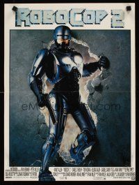 5x307 ROBOCOP 2 French 15x21 '90 super close up of cyborg policeman Peter Weller, sci-fi sequel!