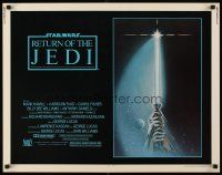 5x064 RETURN OF THE JEDI 1/2sh '83 George Lucas classic, great artwork of hands holding lightsaber!