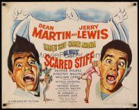 5x066 SCARED STIFF 1/2sh '53 wacky artwork of terrified Dean Martin & Jerry Lewis!