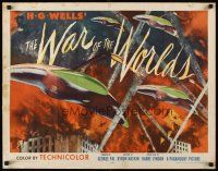 5x003 WAR OF THE WORLDS style B 1/2sh '53 HG Wells classic George Pal, best warships attacking art!