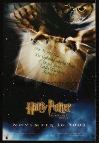 5x463 HARRY POTTER & THE PHILOSOPHER'S STONE teaser DS 1sh '01 Hedwig the owl carrying THE letter!