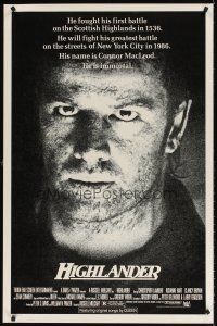 5x467 HIGHLANDER 1sh '86 huge close up headshot of immortal Christopher Lambert!
